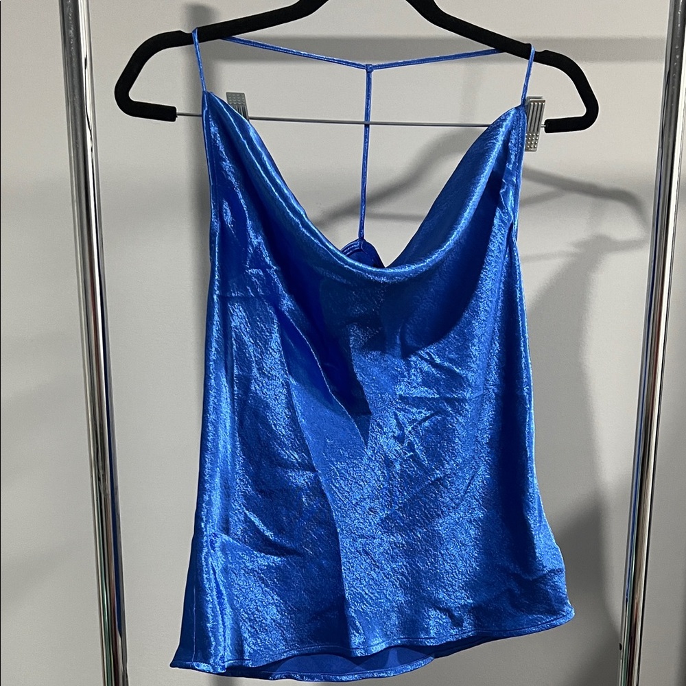 Express Vibrant Blue Satin Camisole